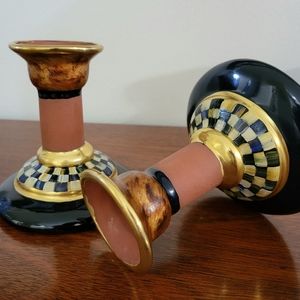 Retired and hard to find pair of Mackenzie-Childs Argentina  candlesticks